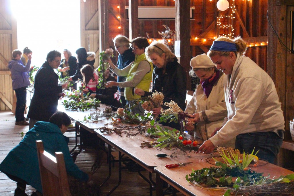 Making fall wreaths in the 1827 Barn (Rebekah Carter 2016)