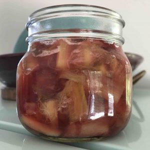 Jar of rhubarb compote